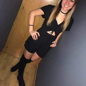 Express black romper with cutout in front